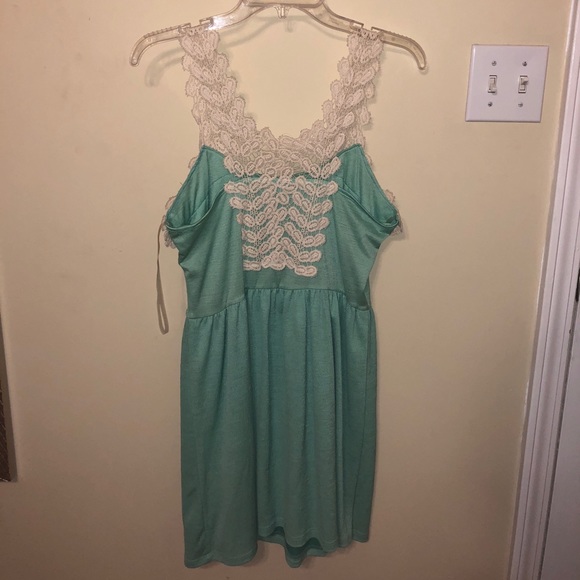 Teal dress with lace straps - Picture 2 of 3